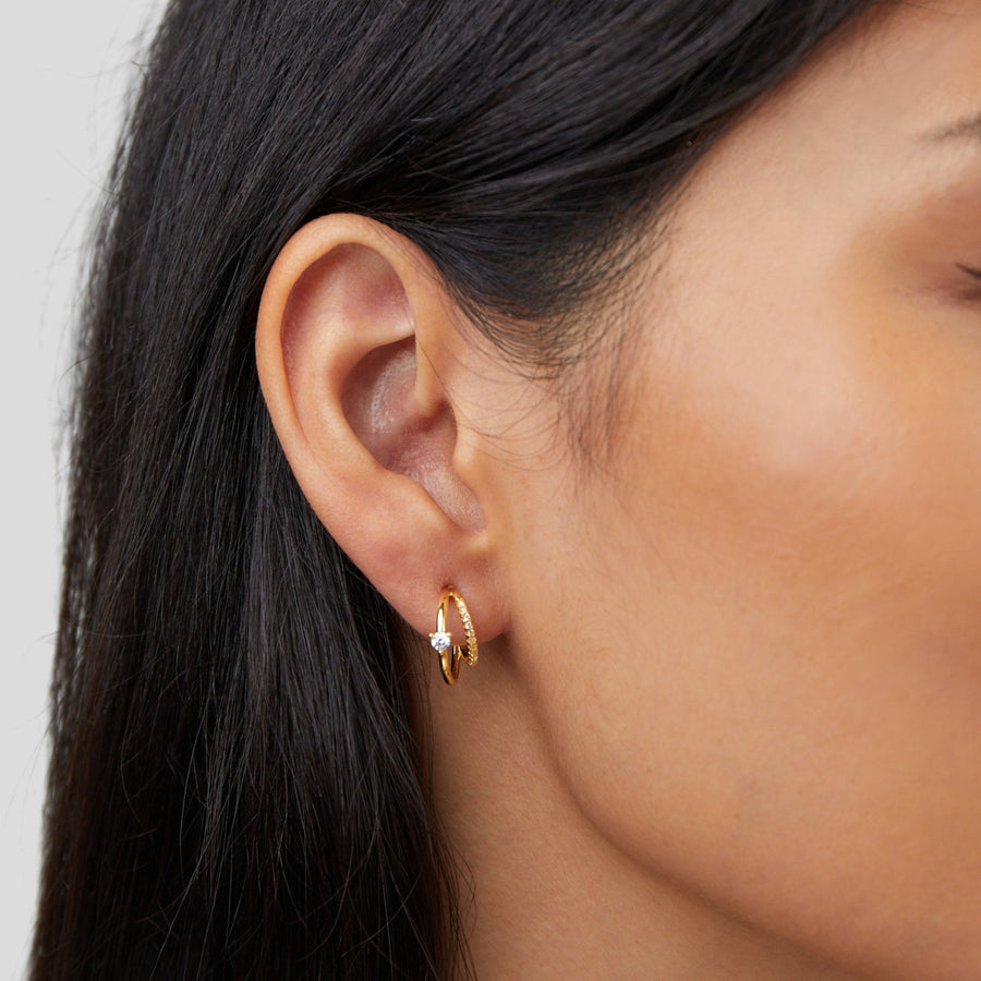 Crystal Moon Gold Earrings