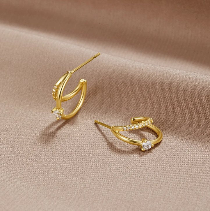 Crystal Moon Gold Earrings