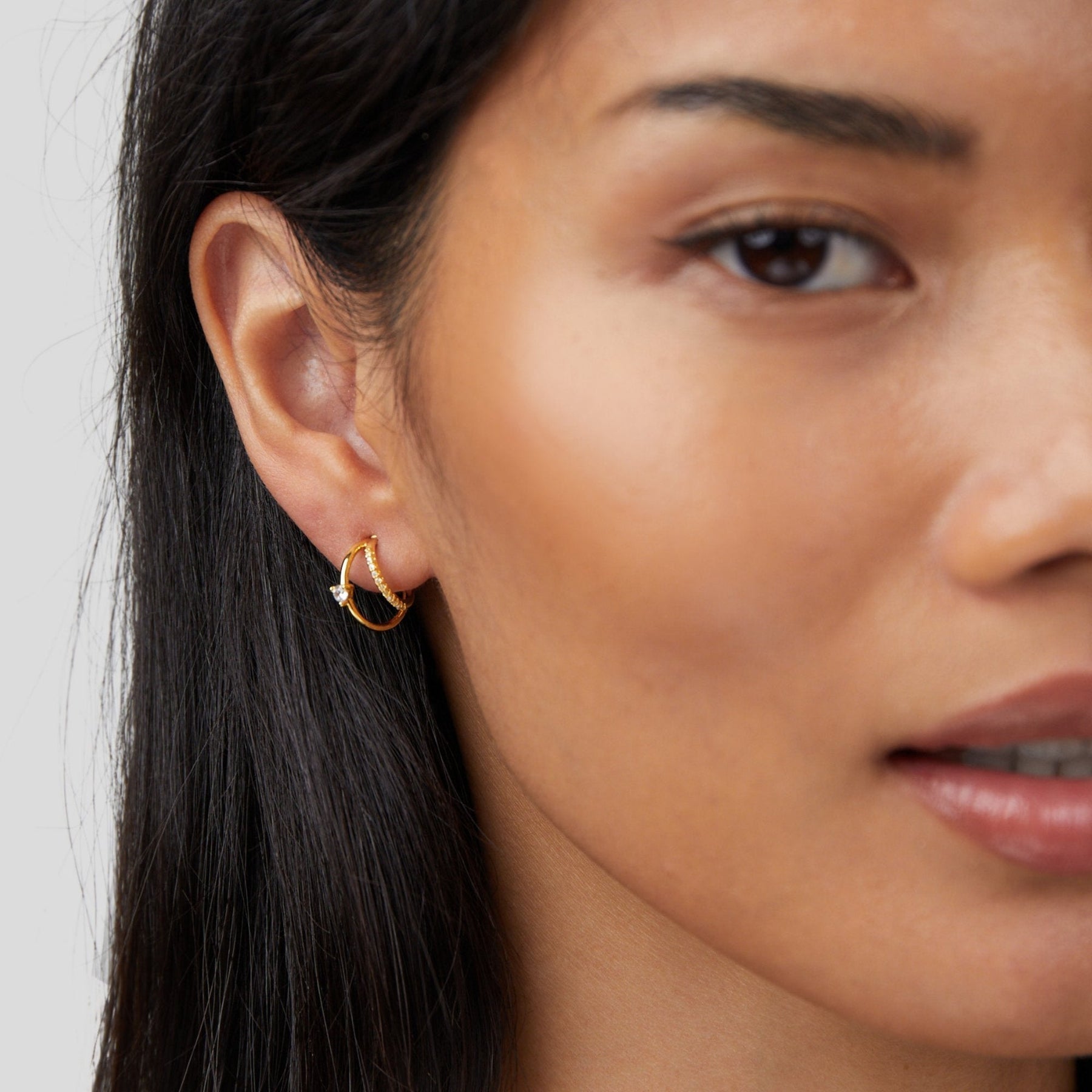 Crystal Moon Gold Earrings