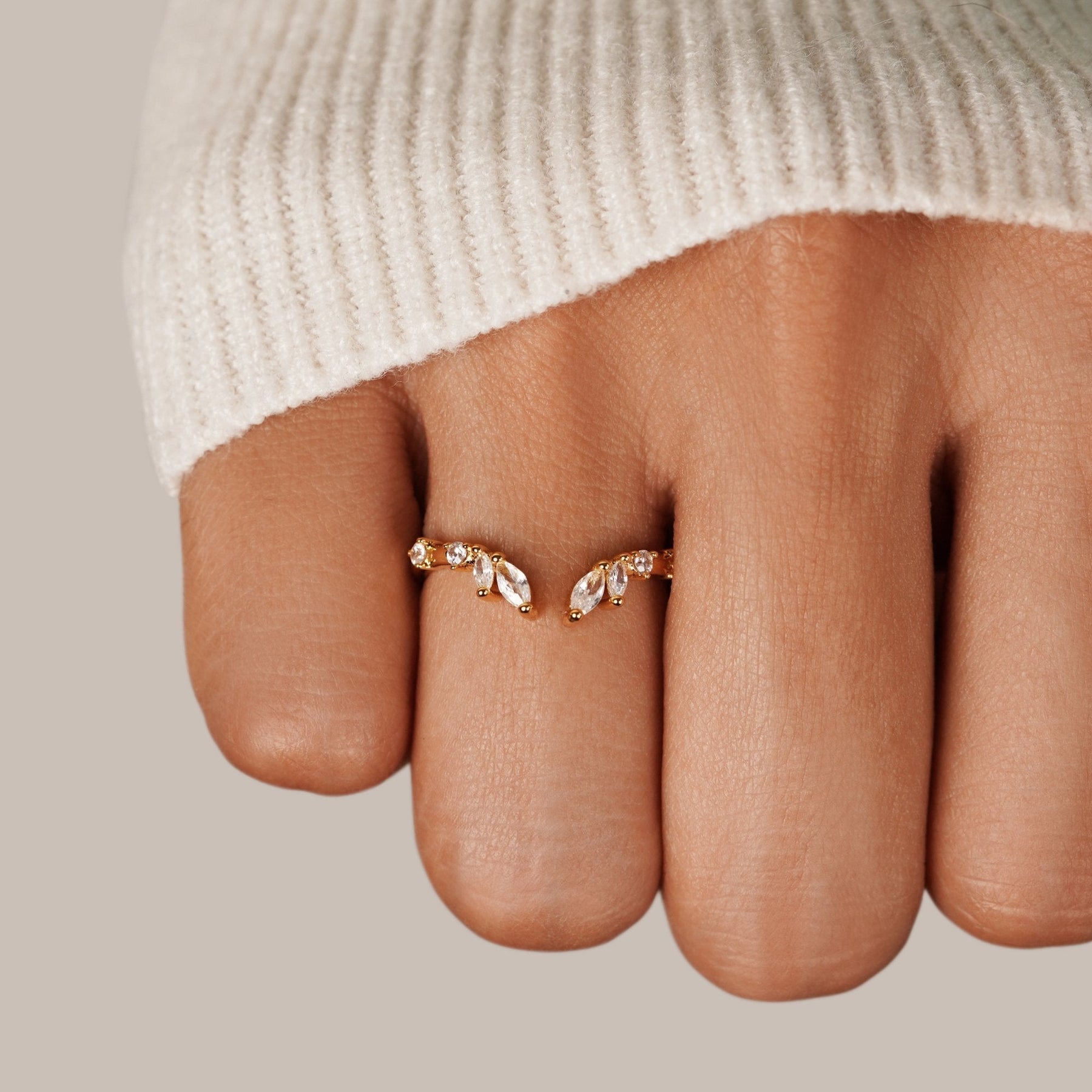 Angel Crystal Gold Vine Ring