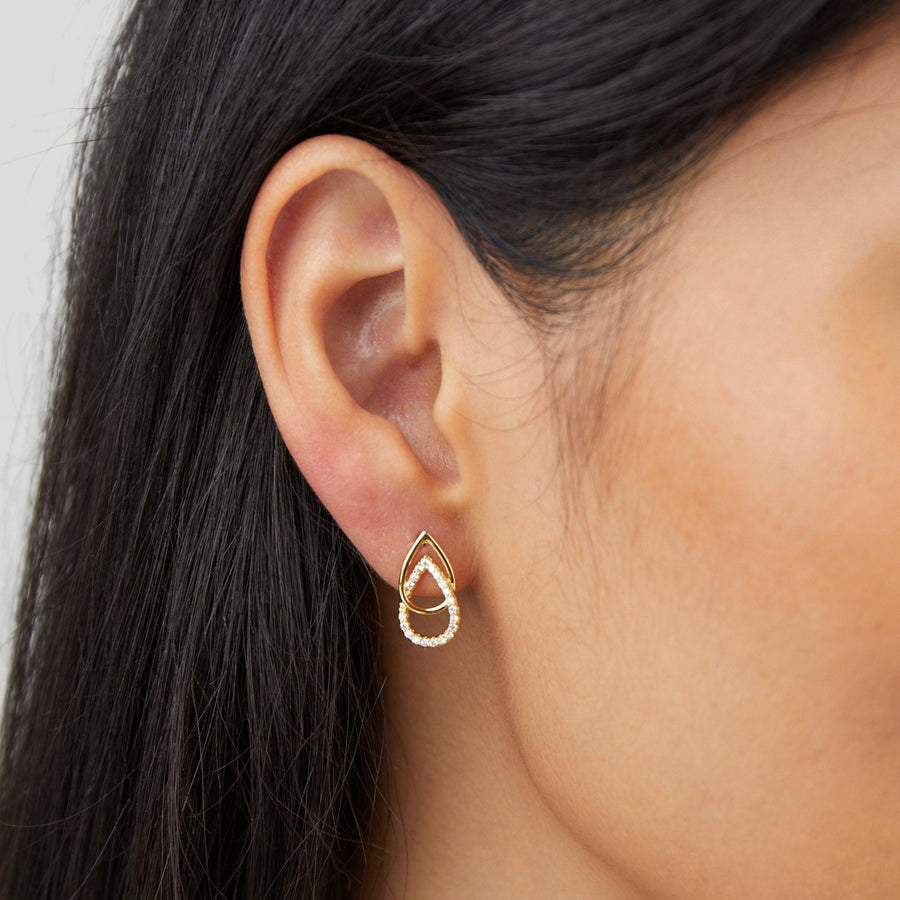 Double Pearl drop Earrings