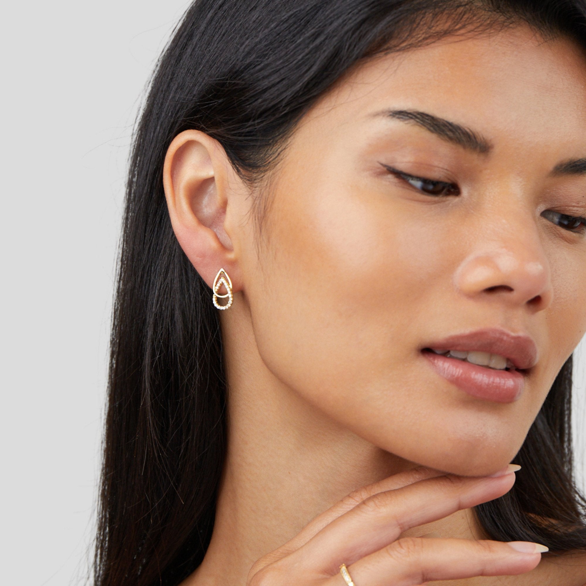 Double Pearl drop Earrings