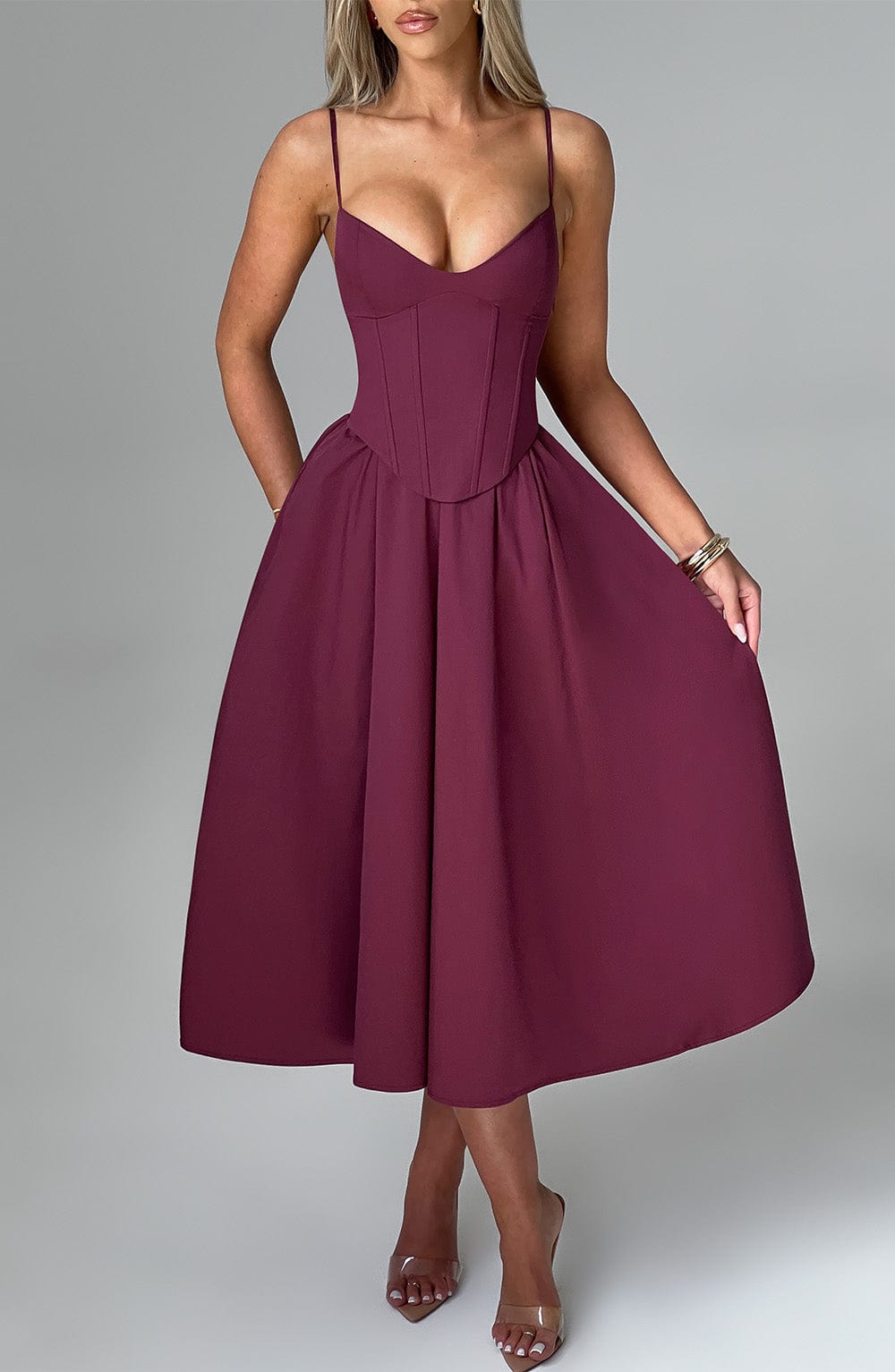 MAILEEN | Elegant Corset Style Midi Dress
