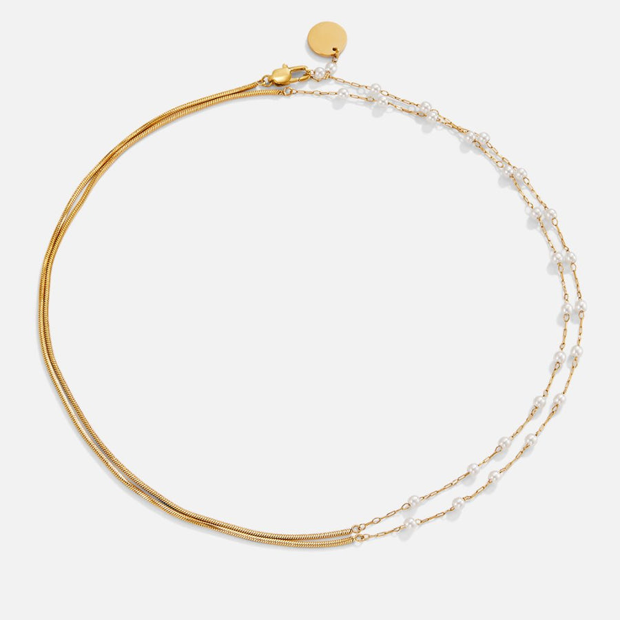 Pearl & Gold Long Chain Necklace