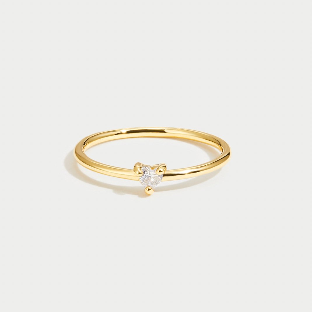 Small Crystal Heart Ring