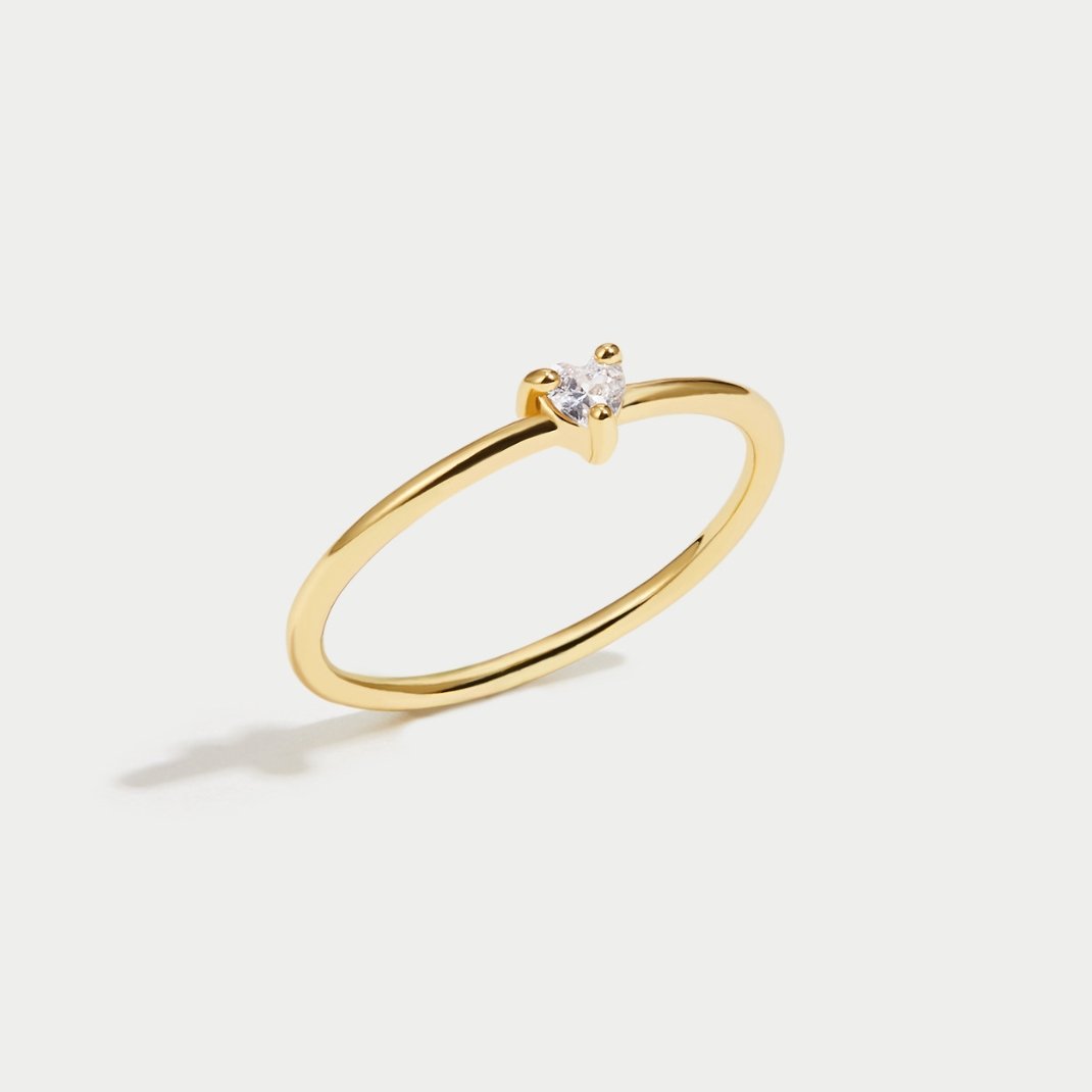 Small Crystal Heart Ring