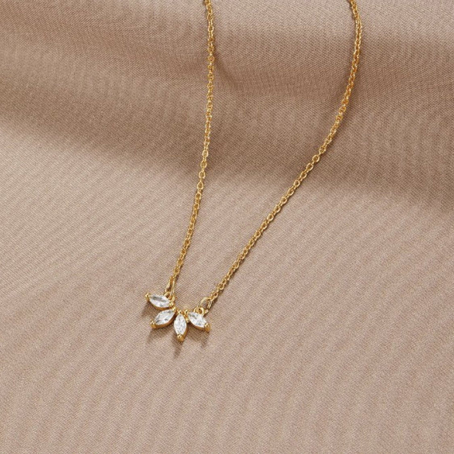 Flower Crystal Leaf Necklace