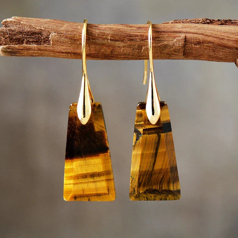 Tiger Eye Trapezoid Earrings